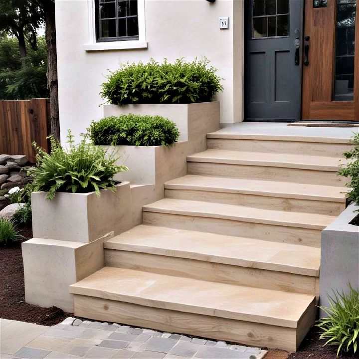 elegance built in planters front steps