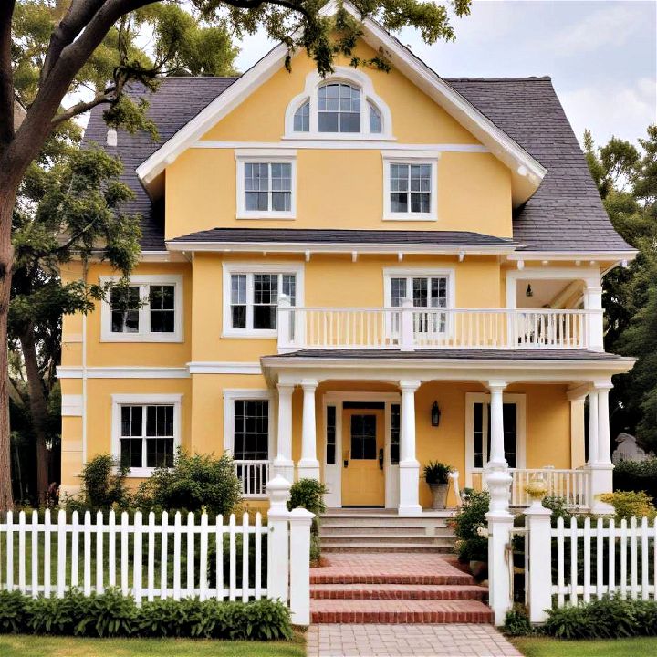 elegance buttery yellow with white trim