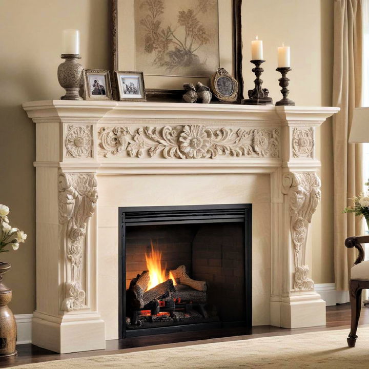 elegance carved wooden mantel fireplace