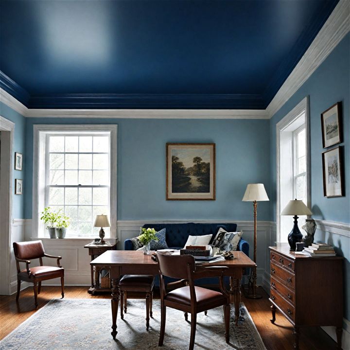 elegance dark blue ceiling paint