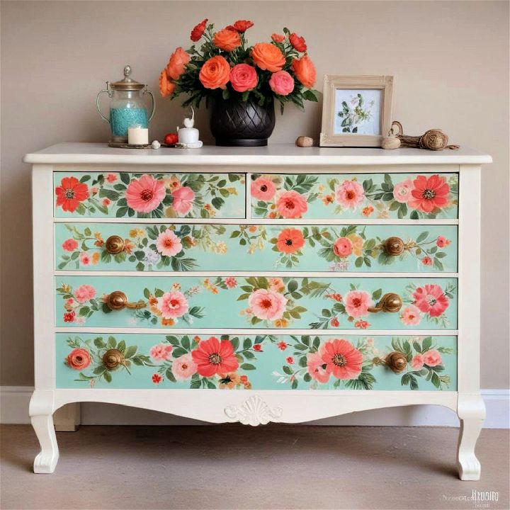 elegance floral painted dresser