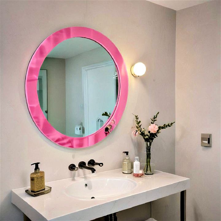 elegance pink framed mirror