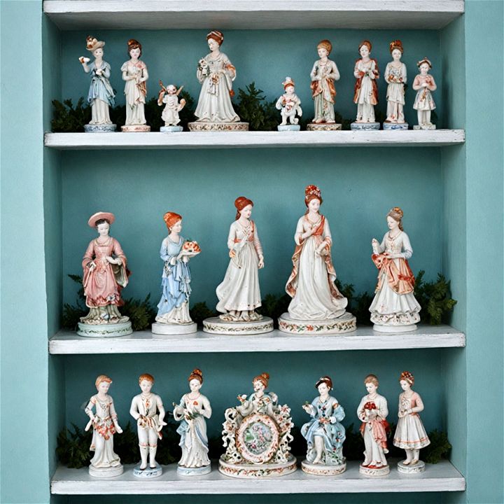 elegance porcelain figurines shelves