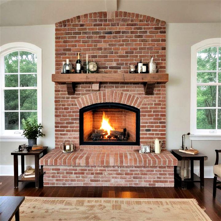 elegance rounded arch brick fireplace
