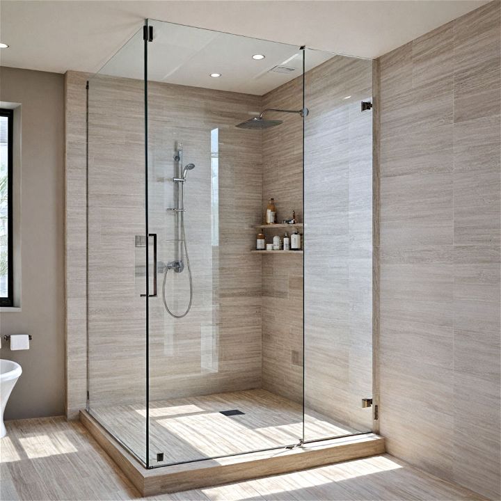 elegance walk in shower with glass walls