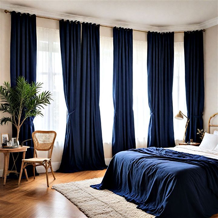 elegant and dramatic navy blue curtains