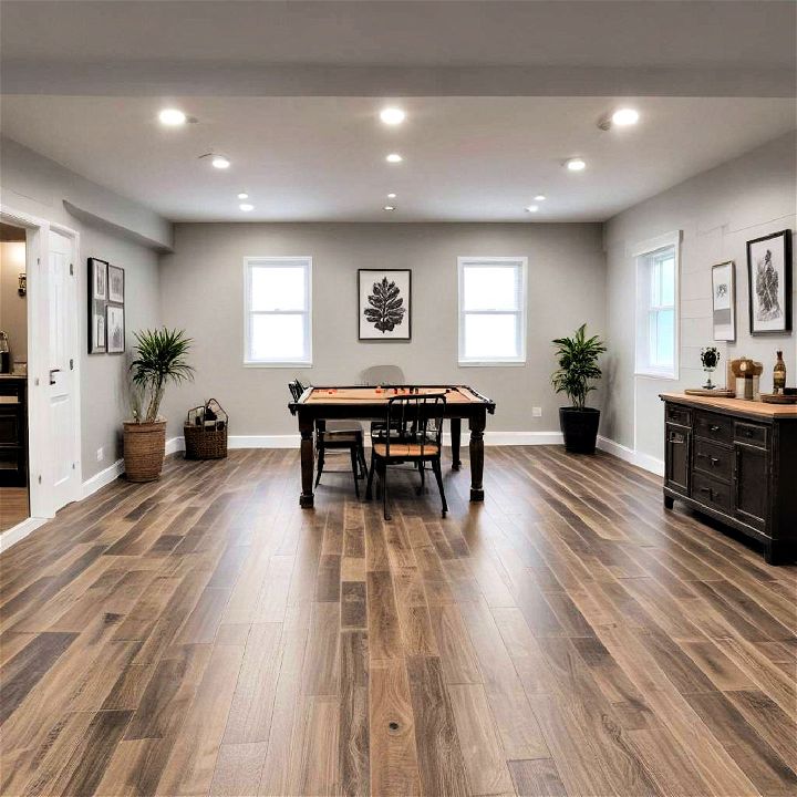 elegant and luxury vinyl plank for basement floor