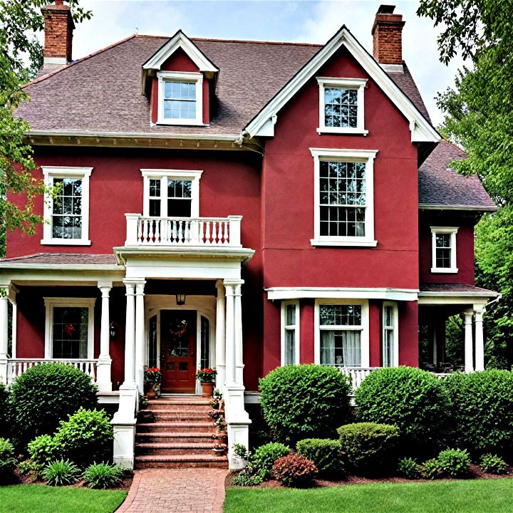 elegant and refined burgundy red house