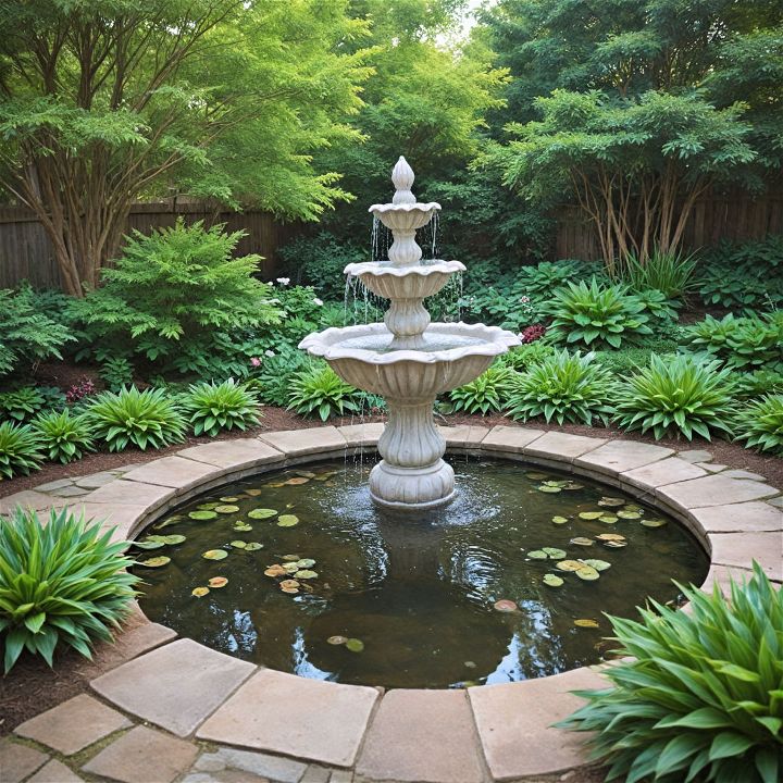 elegant backyard pond with a fountain