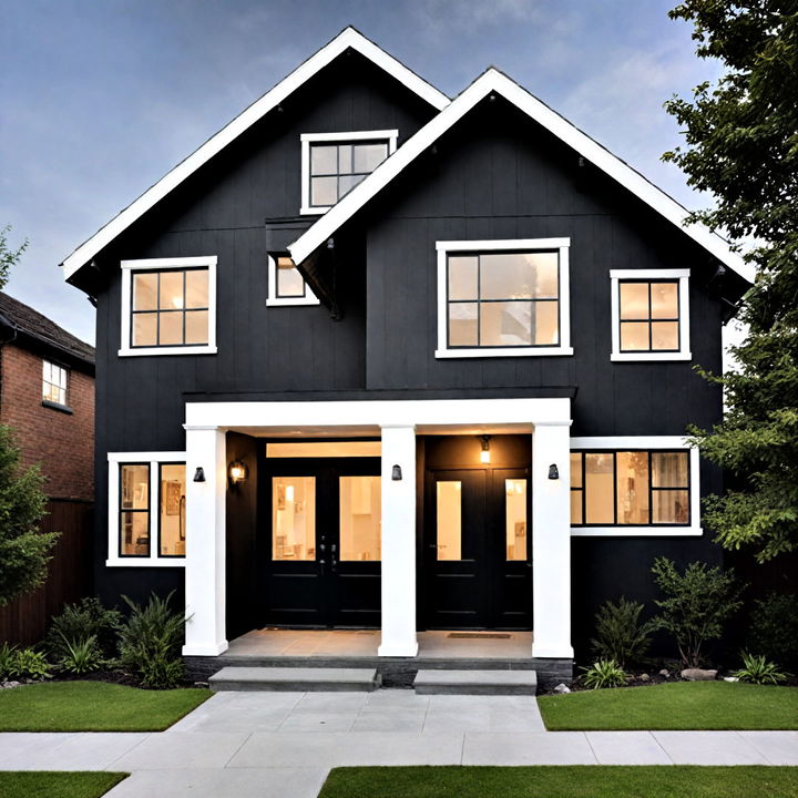 elegant black exterior with white accents