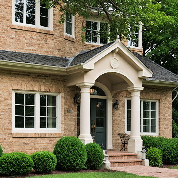 elegant champagne painted brick house