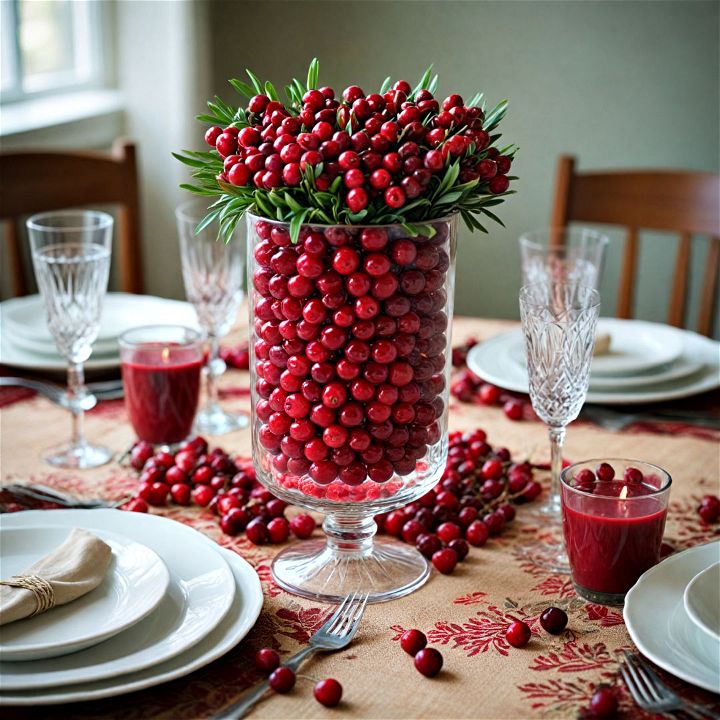 elegant cranberry centerpiece