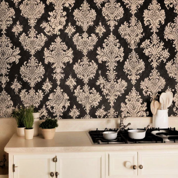 elegant damask patterned wallpaper