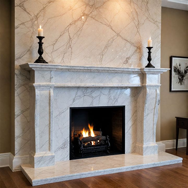 elegant fireplace wall with marble surround