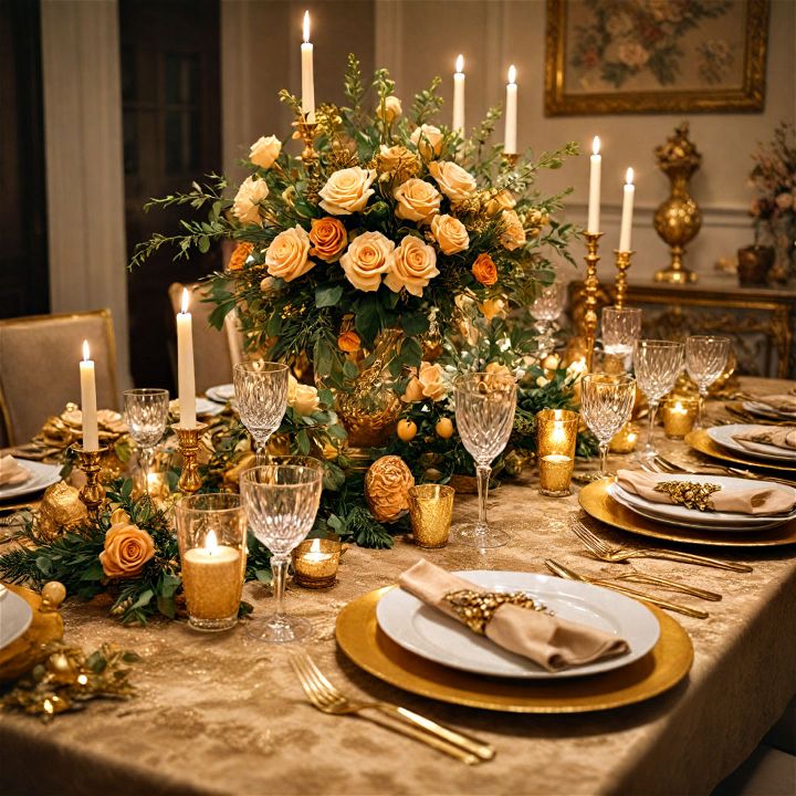 elegant glamorous gold tablescape