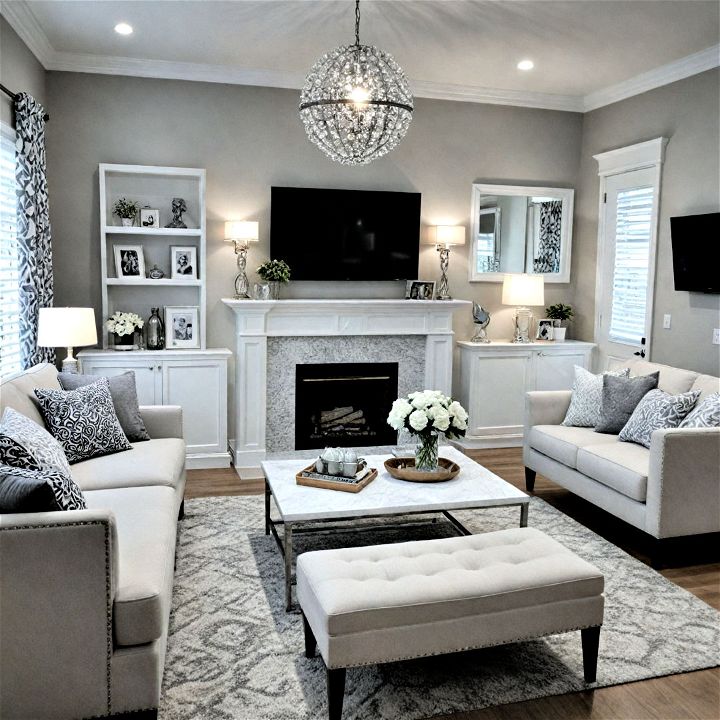 elegant gray and white living room