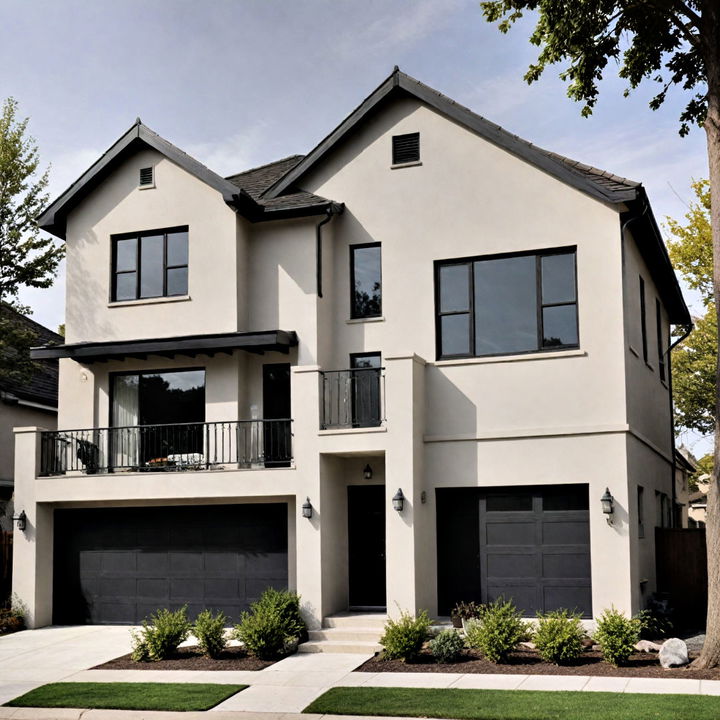 elegant grey house with black accents