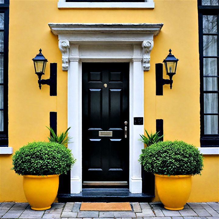 elegant mellow yellow with black front door