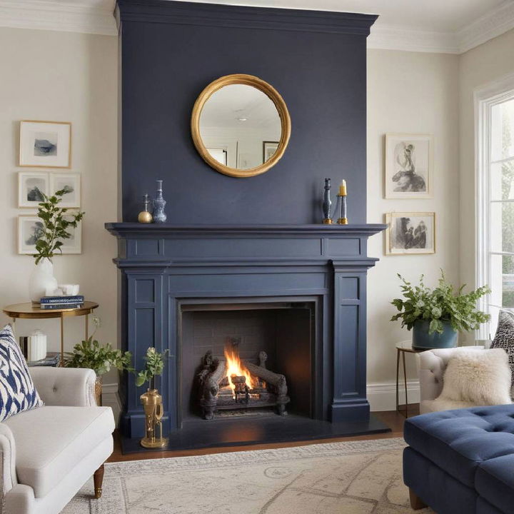 elegant navy blue fireplace