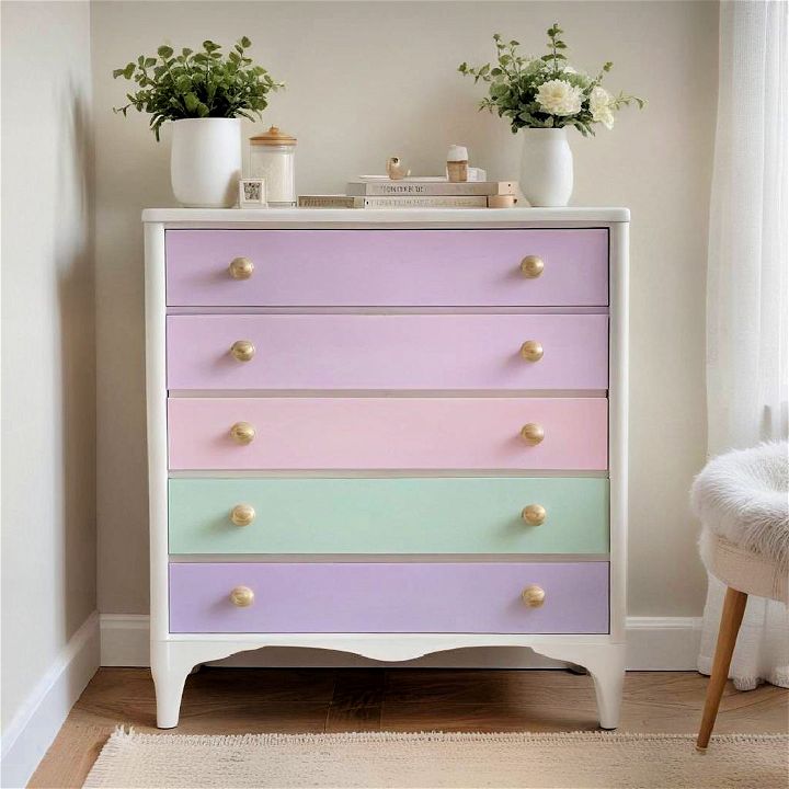 elegant pastel gradient chest of drawer