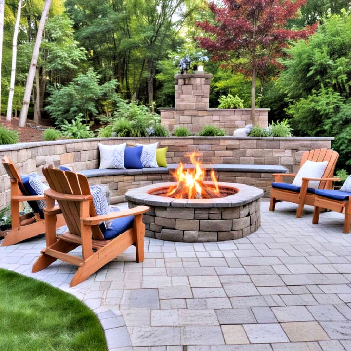 elegant paver patio with fire pit