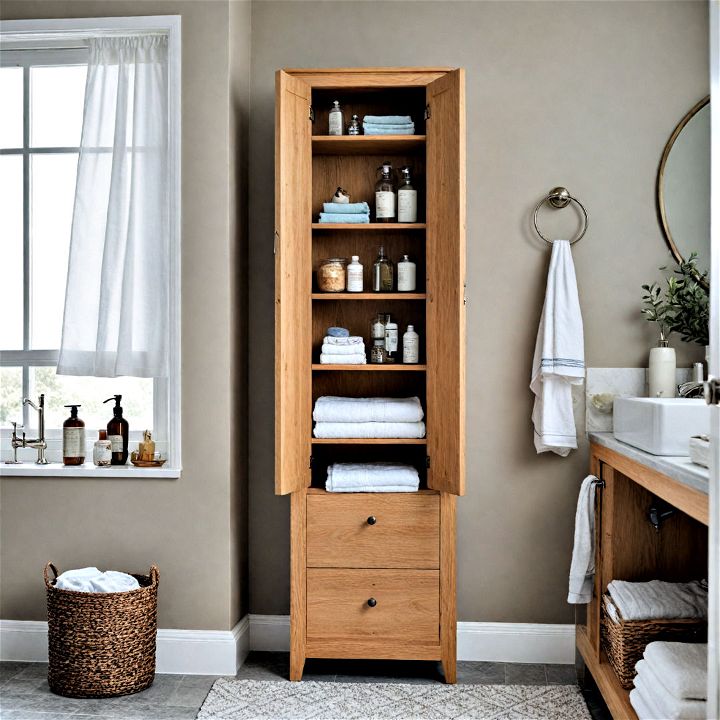 elegant tall linen cabinet