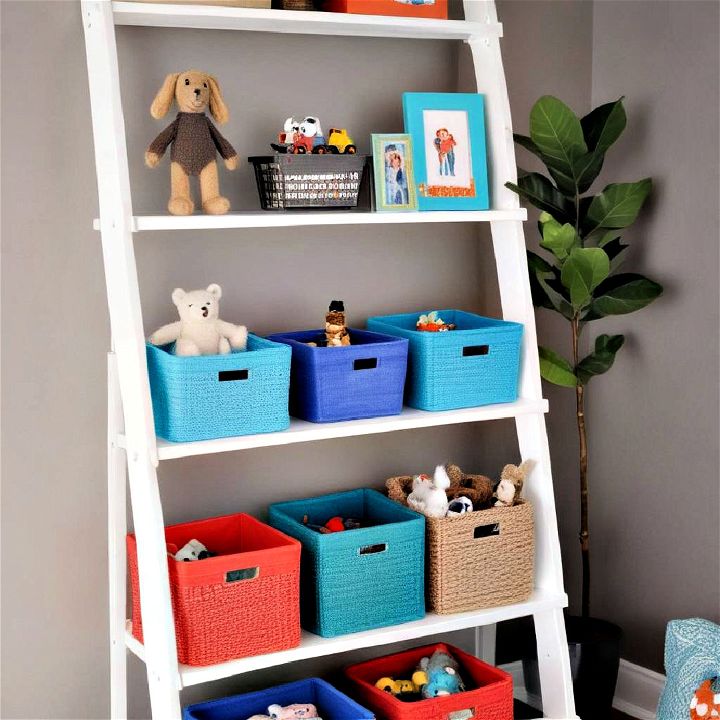 elegant toy storage ladder shelves