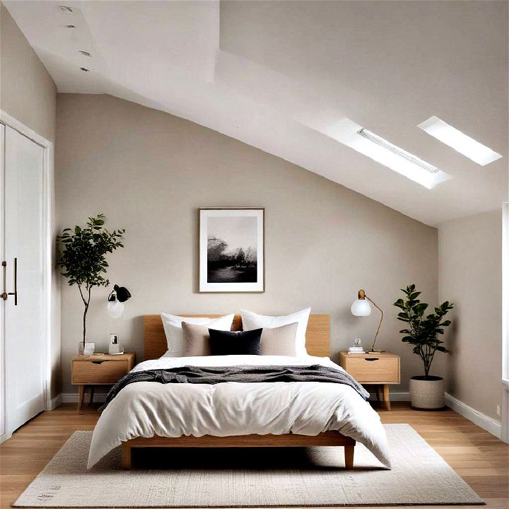 embrace minimalism for low sloped ceiling bedroom