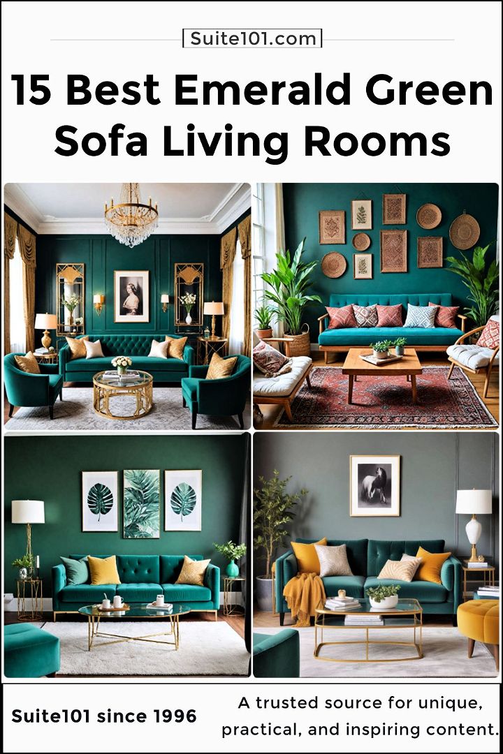 emerald green sofa living room ideas to copy