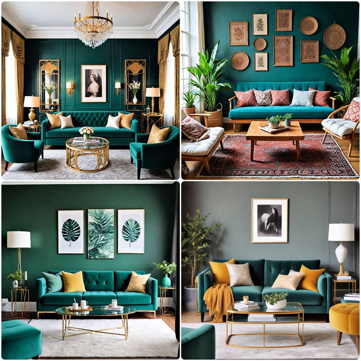 emerald green sofa living room ideas