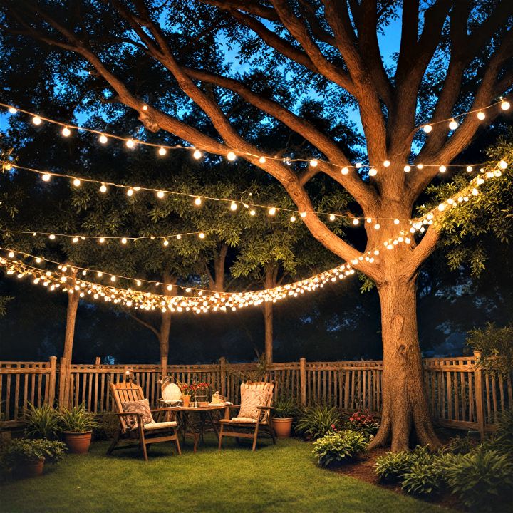 enchanting string light backyard decor
