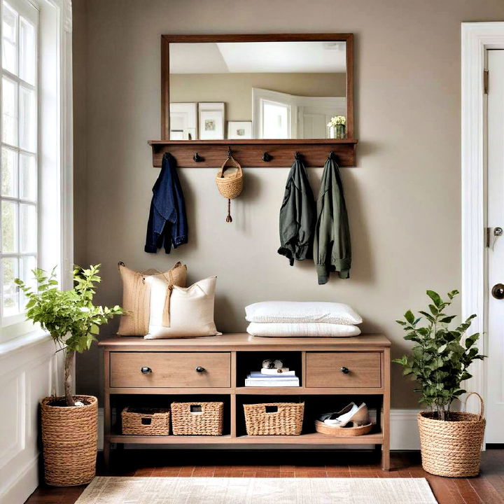 entryway console to enhance organization