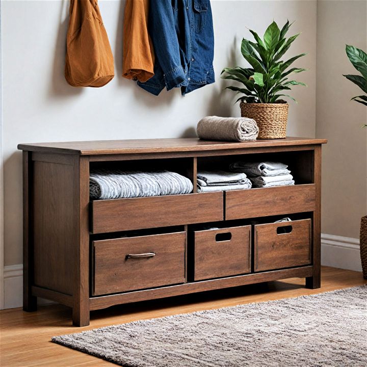 entryway storage bench with drawers
