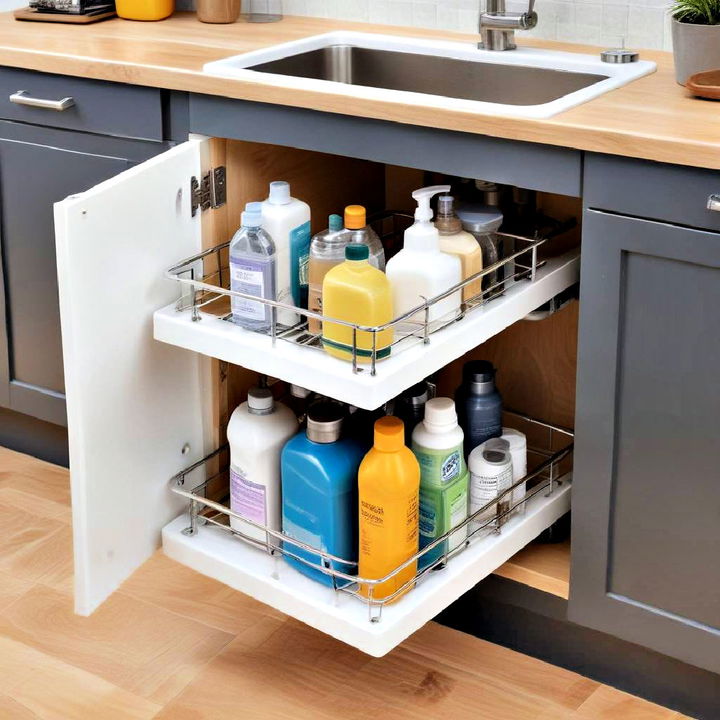 expandable under sink shelf