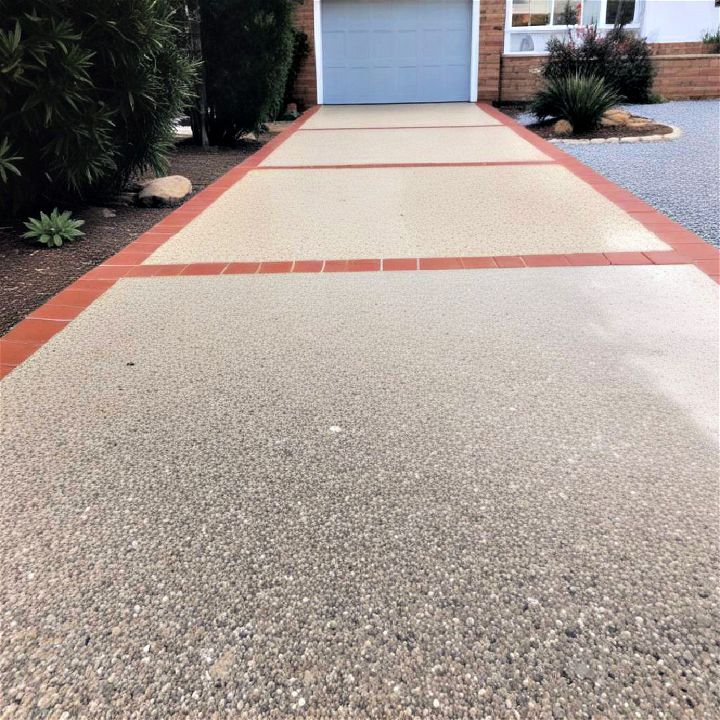 exposed aggregate driveway with polished borders