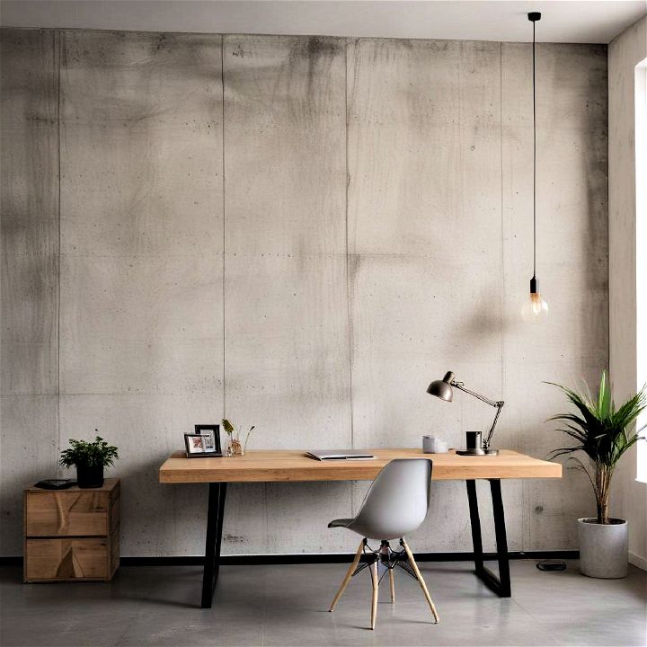 exposed concrete accent wall for office