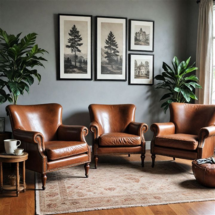 exude luxury with worn leather chairs