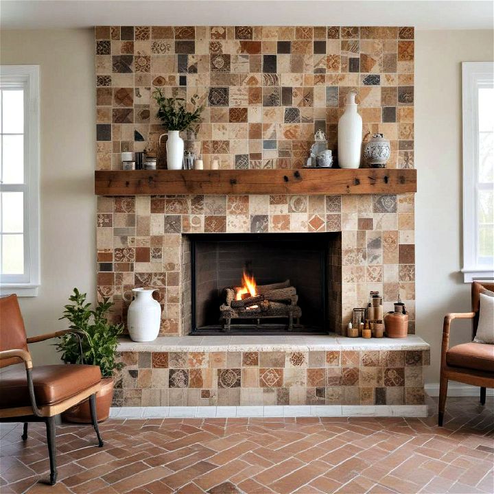 farmhouse fireplace tile pattern