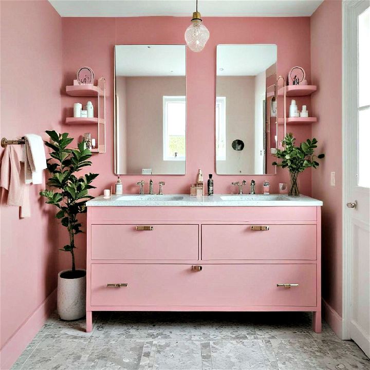 fashionable Pink Vanity Units storage solutions