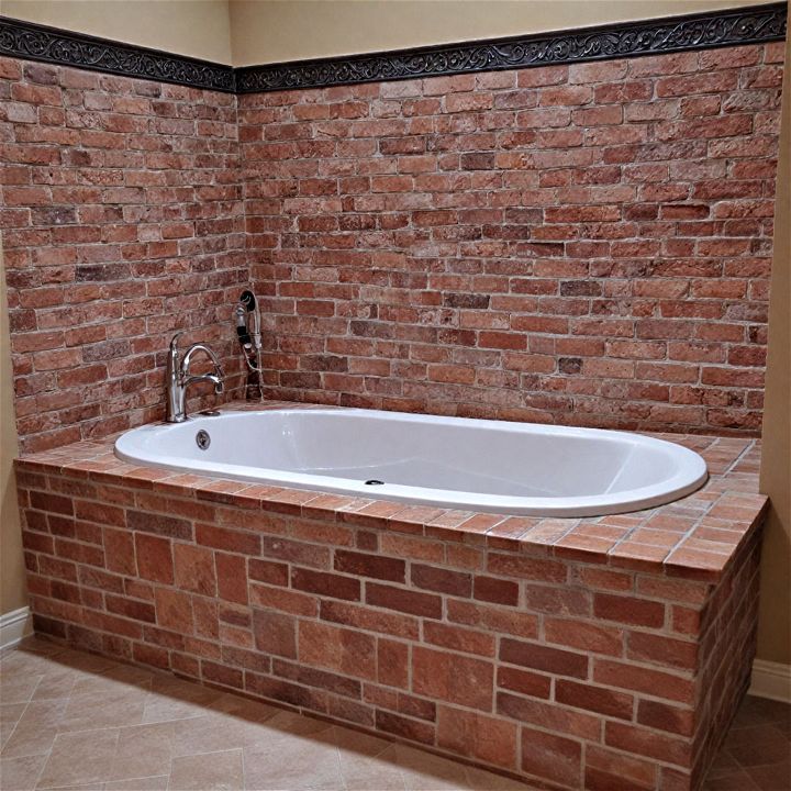 faux brick bathtub surround design