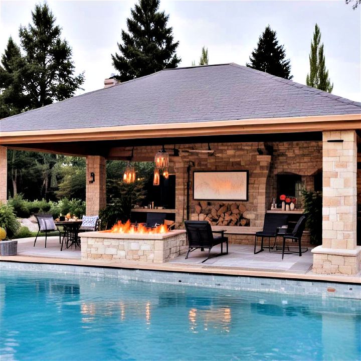 fire pit pool house