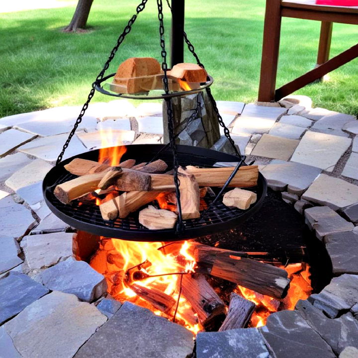 fire pit with a built in grill