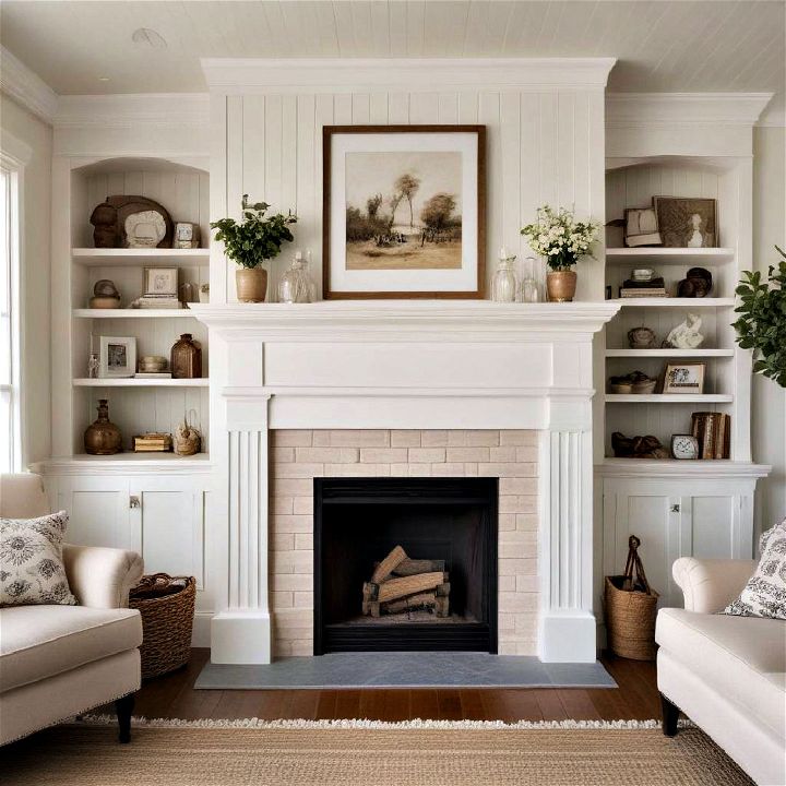 fireplace surround with beadboard
