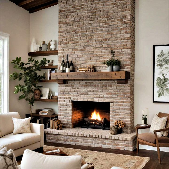 fireplace with a floating mantel