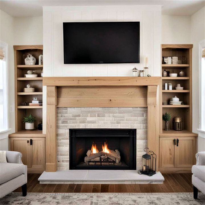 fireplace with built in storage idea