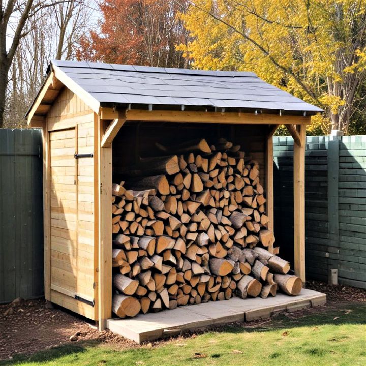 firewood shed with roof extension