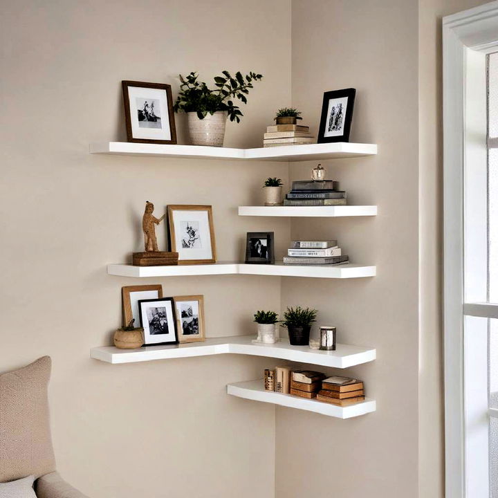 floating corner shelves additional storage