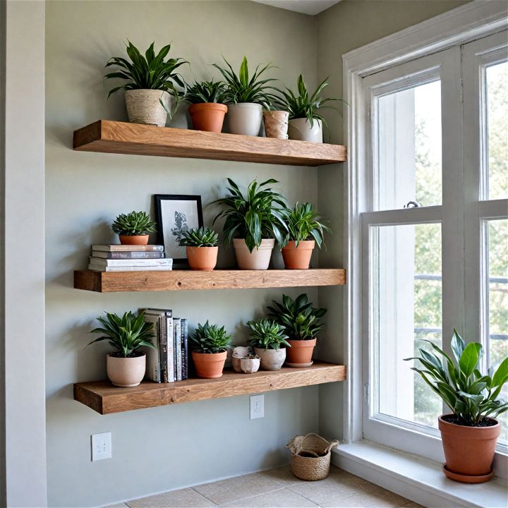 floating shelves for small sunroom