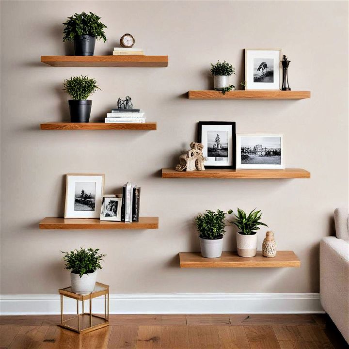 floating shelves to display decor