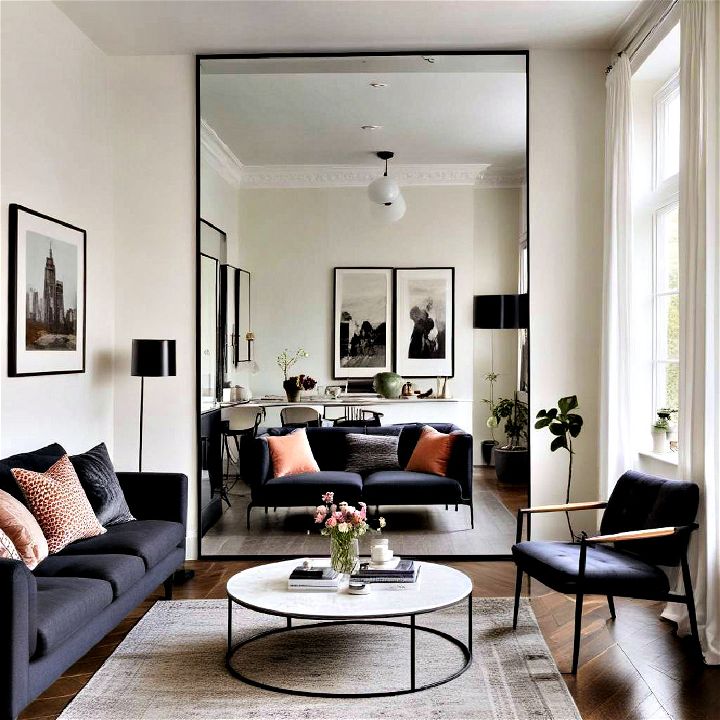 floor to ceiling mirror for small living room